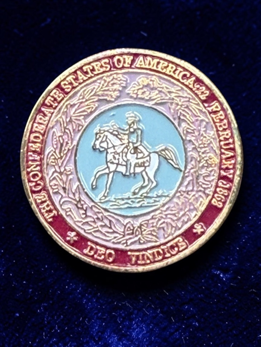 Confederate States of America Seal Pinback Round 1862